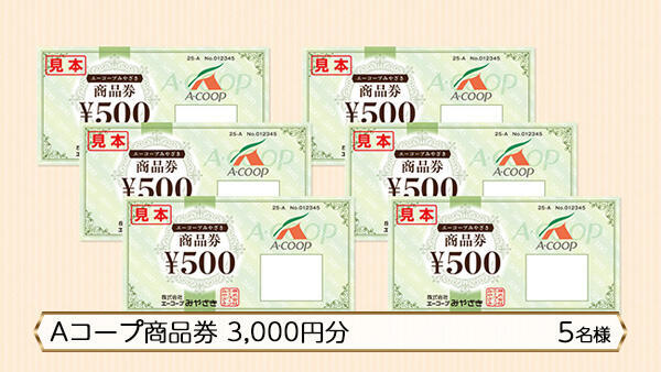 Aコープ商品券 3,000円分