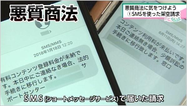 悪徳商法に気をつけよう SMSを使った架空請求（2019年1月28日放送 ...