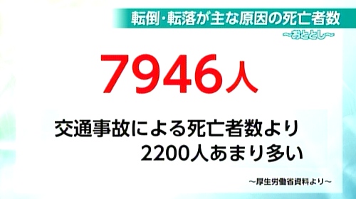 図：転倒・転落が主な原因の死亡者数（１）