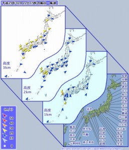 2/22 15時 ウィンドプロファイラ　気象庁ＨＰより