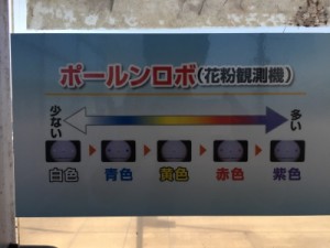 黄：注意報、赤：警報、紫：特別警報、的な。